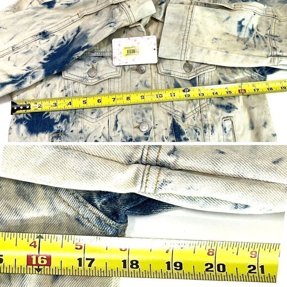 Free People Jean Jacket Acid Wash Tie Dye Denim S Cream Blue Rumor Jones - Picture 15 of 16